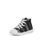 Load image into Gallery viewer, Black Mud Cloth Print Kids Hightop Canvas Shoe

