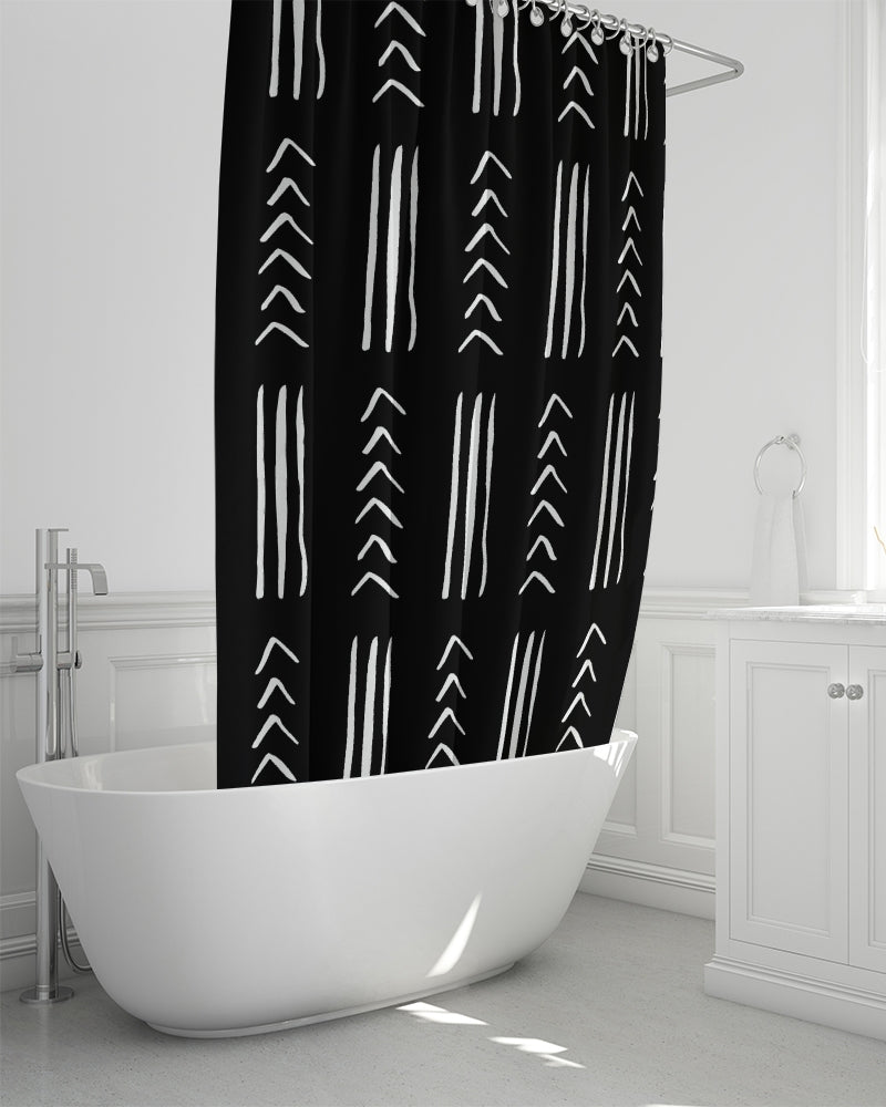 Black Mud Cloth Print Shower Curtain 72"x72"