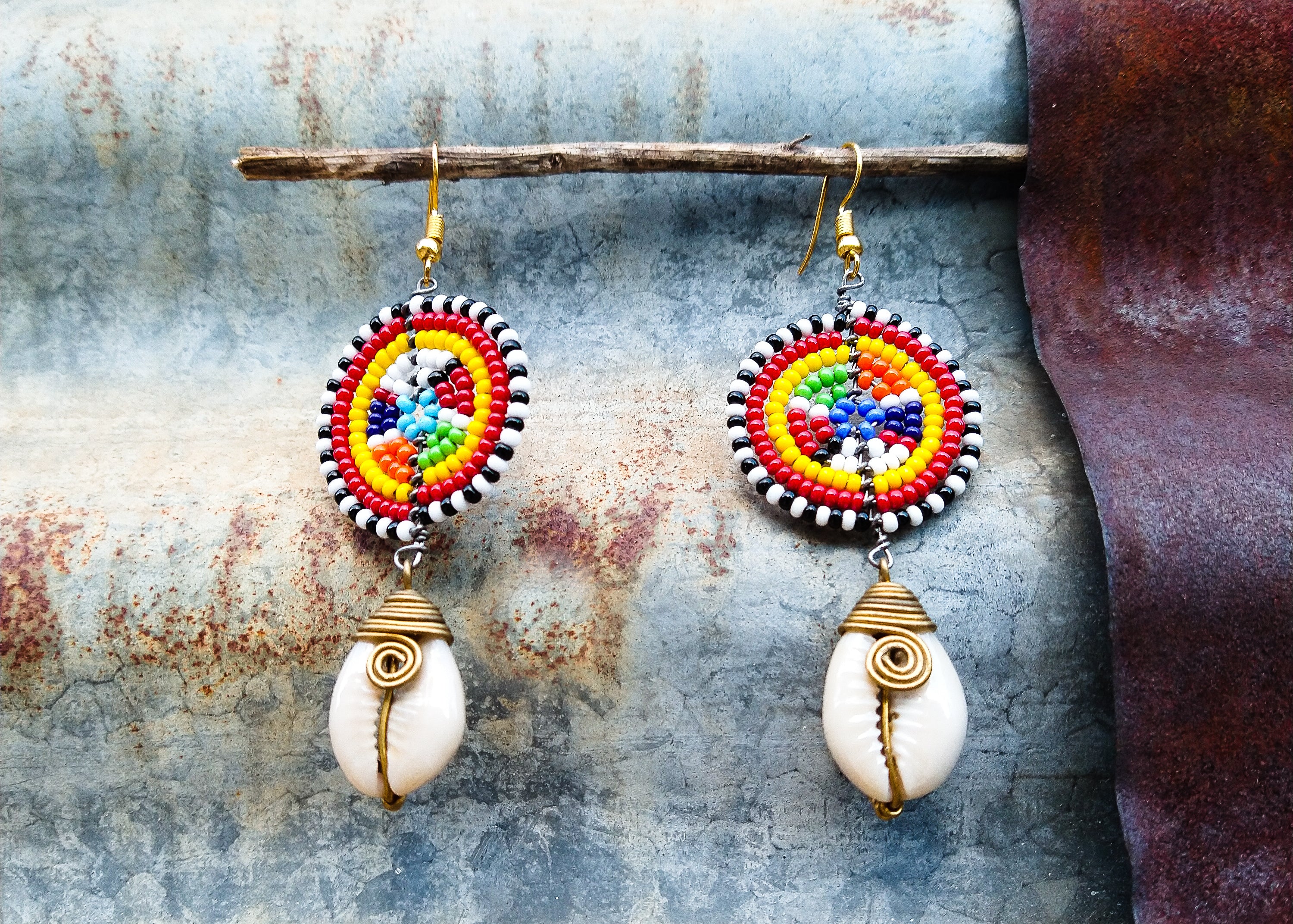Masai Cowrie Shell Earrings