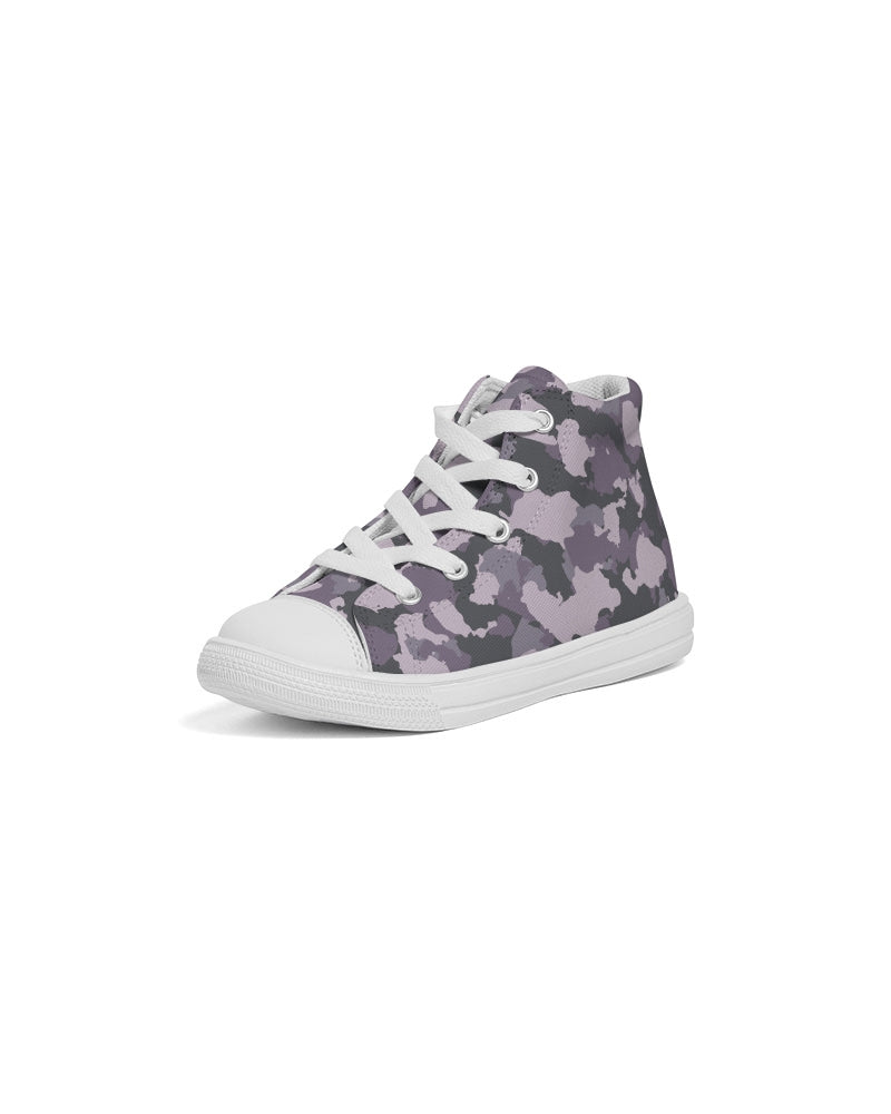 Purple Gray Camo Kids Hightop Canvas Shoe