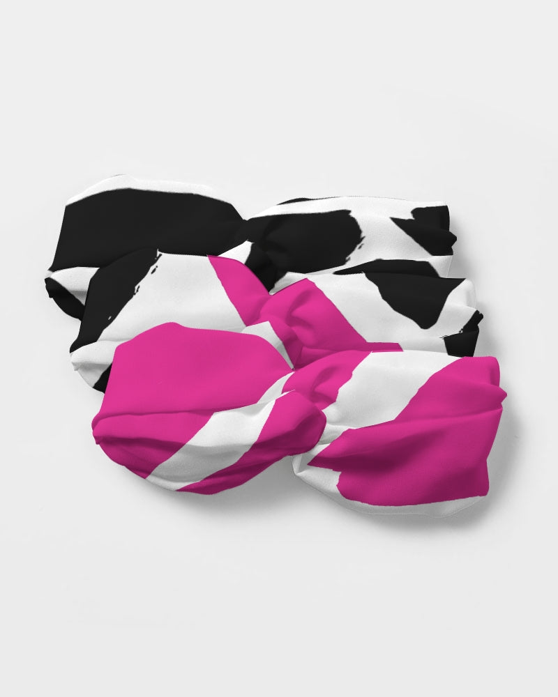 Wild Pink n' White Twist Knot Headband Set