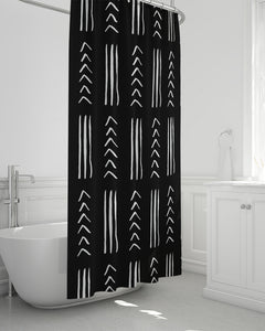 Black Mud Cloth Print Shower Curtain 72"x72"